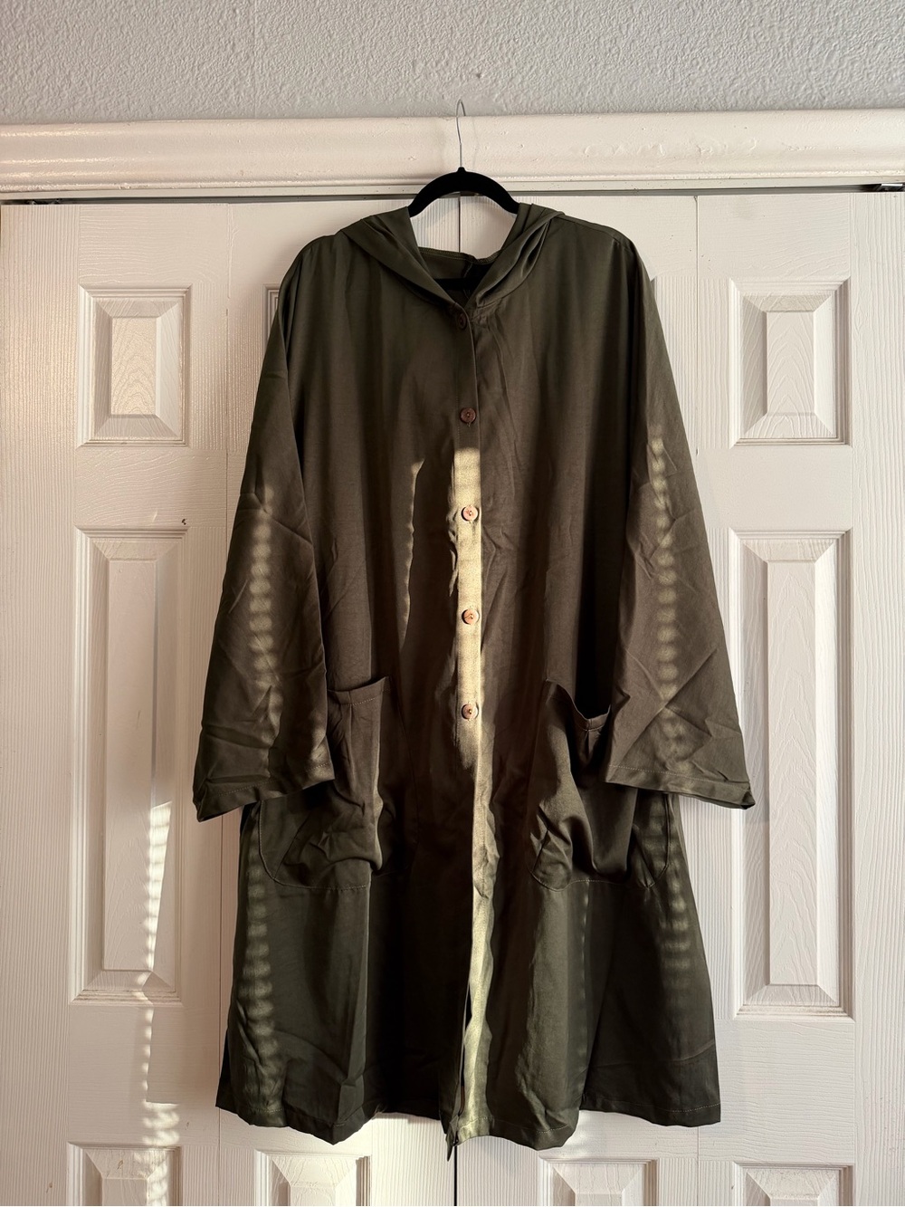 SHEIN Olive Green Hooded Trench Coat